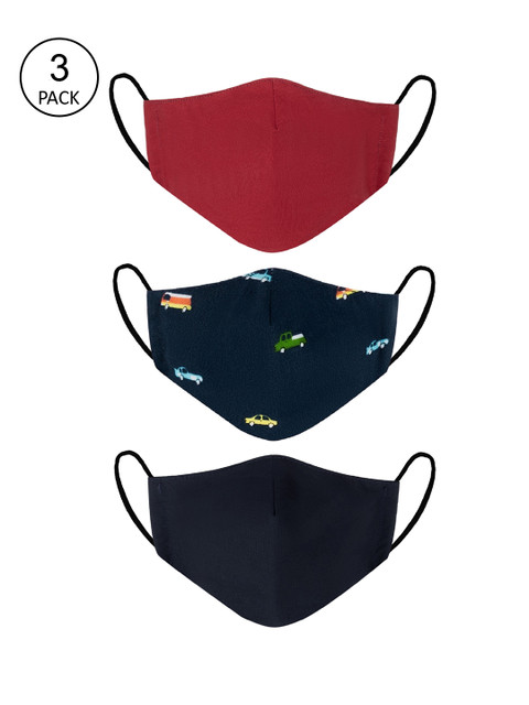 

VEA Kids Pack Of 3 Cotton 3-Ply Reusable Outdoor Cloth Masks, Navy blue