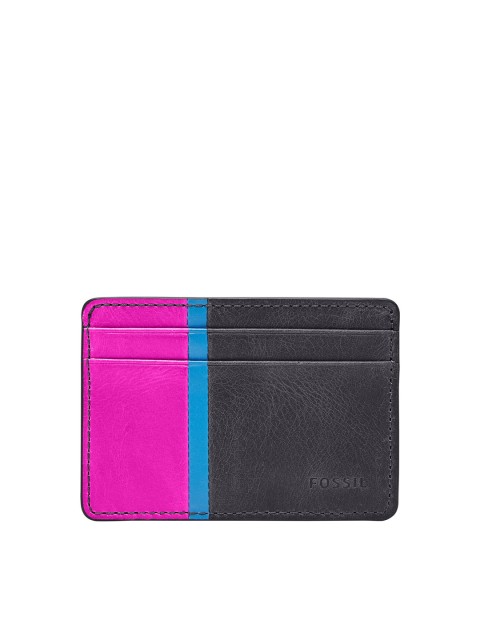 

Fossil Men Black & Pink Scott Colourblocked Leather Card Holder