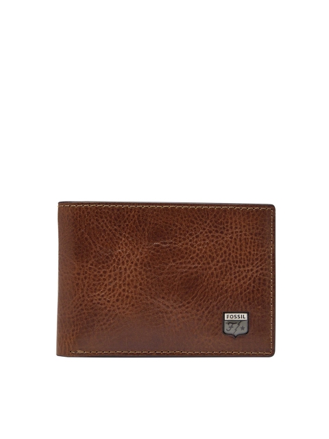 

Fossil Men Brown Solid Leather Two Fold Wallet