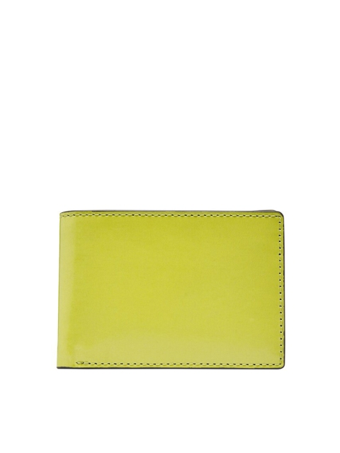 

Fossil Men Lime Green Solid Leather Two Fold Wallet