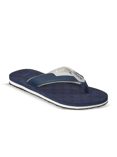 

Duke Men Navy Blue & Black Printed Thong Flip-Flops