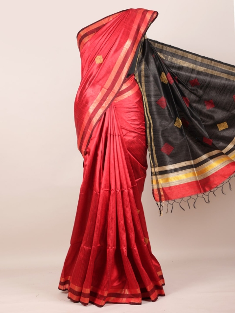 

Pothys Red & Black Pure Silk Woven Design Saree