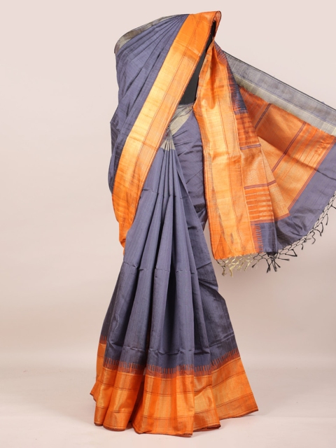 

Pothys Grey Solid Pure Silk Saree