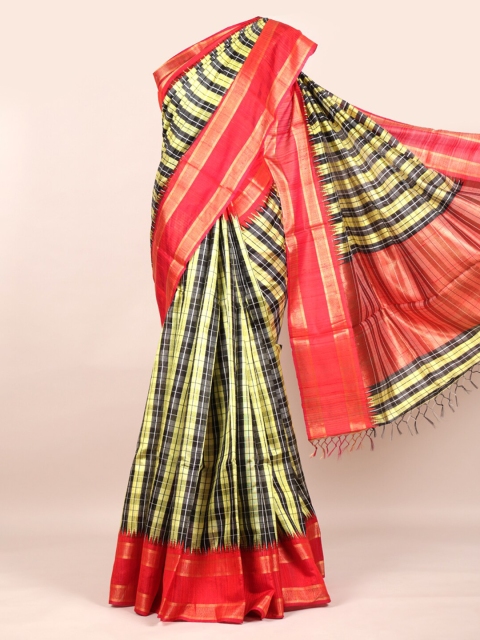 

Pothys Multicoloured Checked Zari Pure Silk Saree, Multi