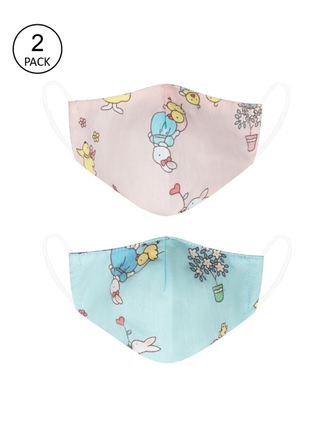 

VEA Unisex Kids Pack Of 2 Printed Cotton 3-Ply Reusable Outdoor Cloth Masks, Multi