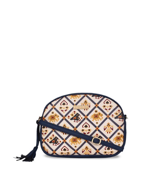 

IMARS Blue Structured Sling Bag with Tasselled