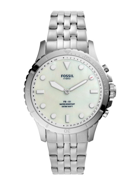 

Fossil Women Beige Dial & Silver Toned Bluetooth Watch FTW5072