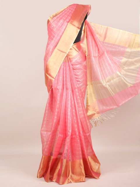 

Pothys Pink Checked Pure Silk Saree