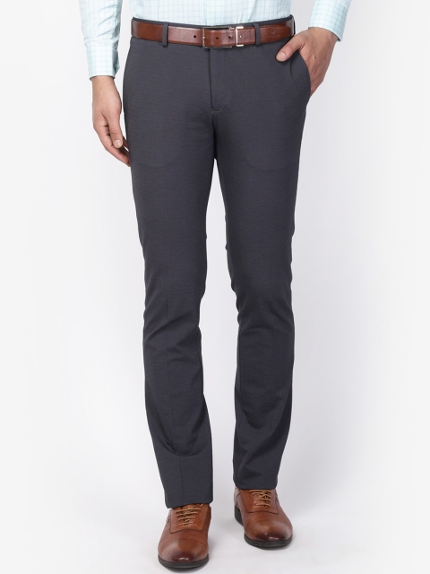 

Blackberrys Men Grey Slim Fit Solid Formal Trousers