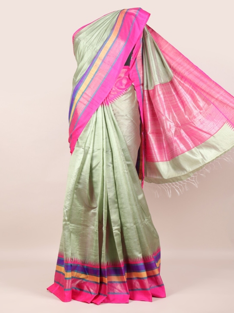 

Pothys Green Solid Pure Silk Saree