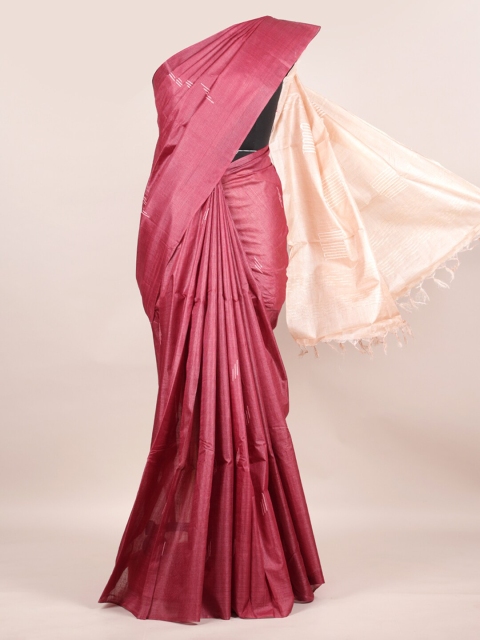 

Pothys Pink Woven Design Pure Silk Tussar Saree