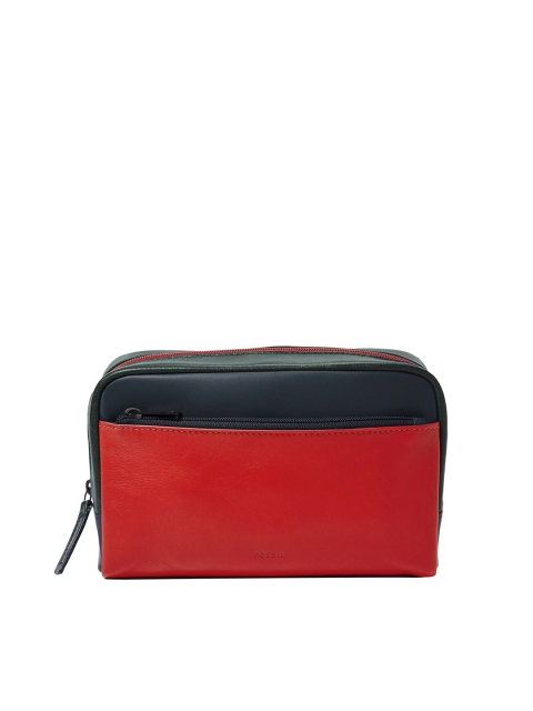 

Fossil Men Red & Black Colourblocked Shave Kit Pouch MLG0665998