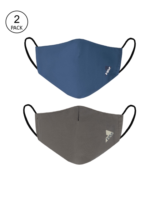 

VEA Unisex Pack of 2 Grey & Blue 3 Ply Soft Cotton 5 Layered Filtration Face Mask
