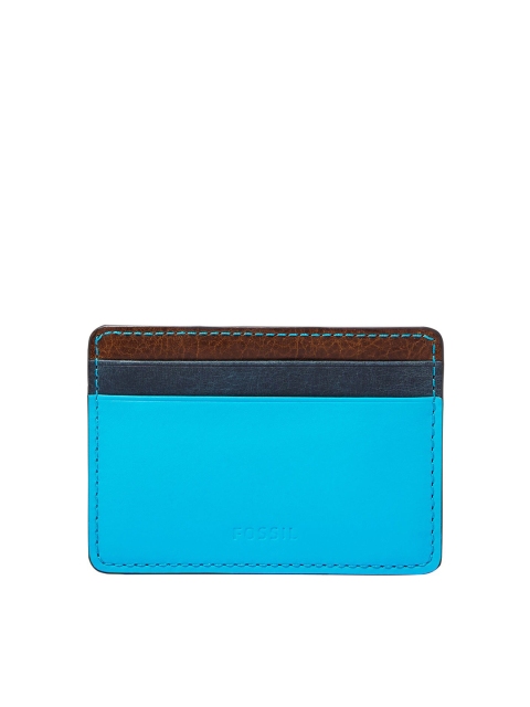 

Fossil Men Blue & Brown Colourblocked Leather Card Holder