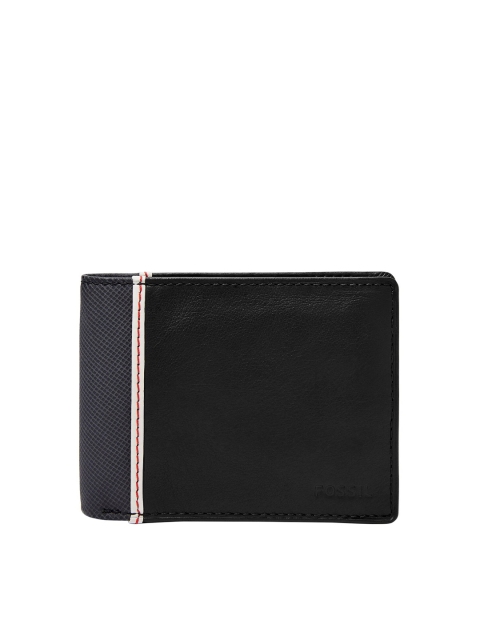 

Fossil Men Black Solid Leather Two Fold Wallet