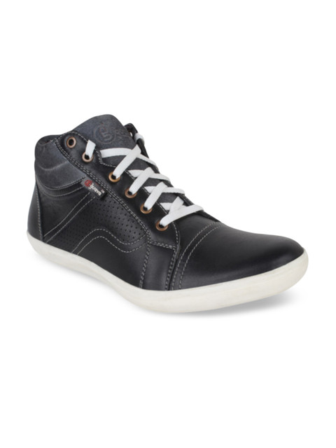 

Guava Men Black Leather Mid-Top Flat Boots