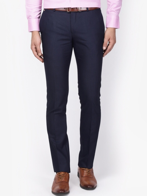 

Blackberrys Men Blue Slim Fit Solid Formal Trousers
