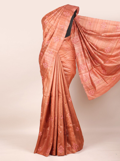 

Pothys Pink Ethnic Motifs Embroidered Pure Silk Saree