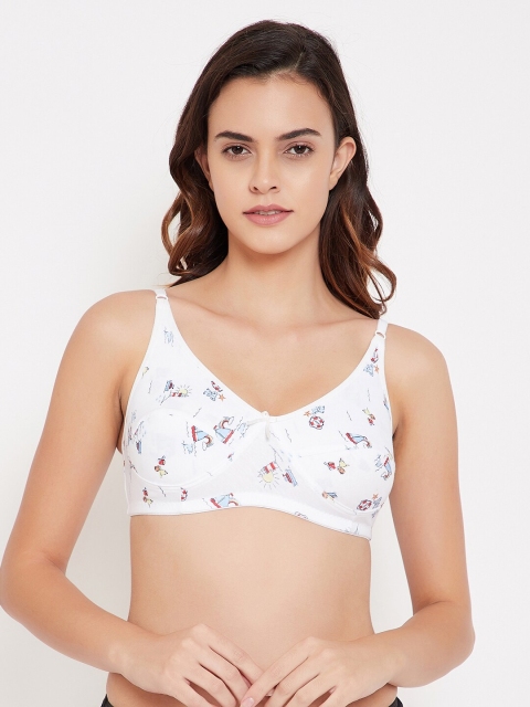 

Clovia White & Blue Printed Non-Wired Non Padded Everyday Bra BR0227B1832B