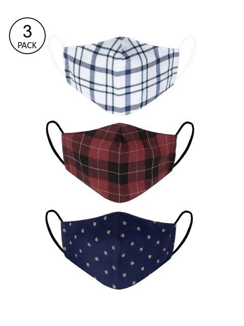

VEA Unisex Pack Of 3 3-Ply Cotton Reusable 5-Layered Protective Outdoor Masks, Navy blue
