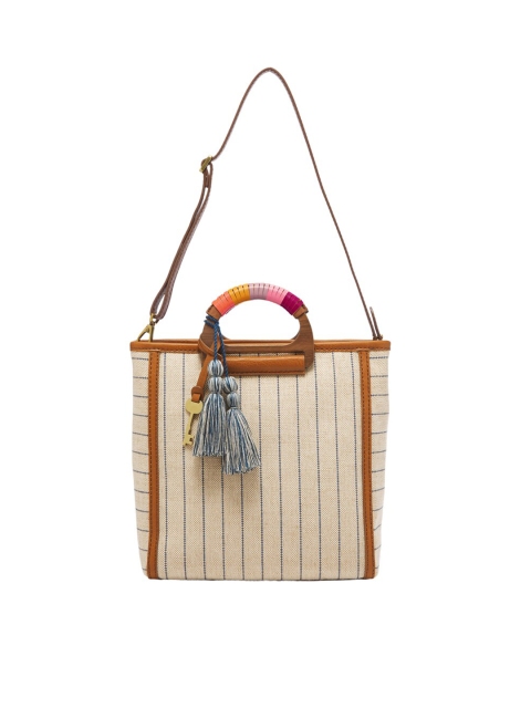

Fossil Beige Striped Handheld Bag