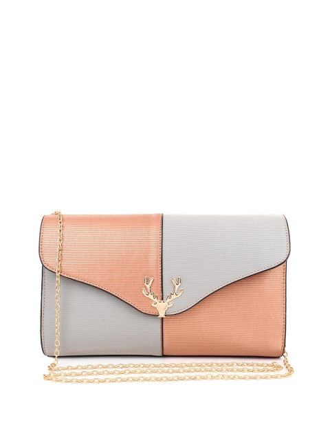 

Spice Art Grey & Pink Colourblocked Envelope Clutch