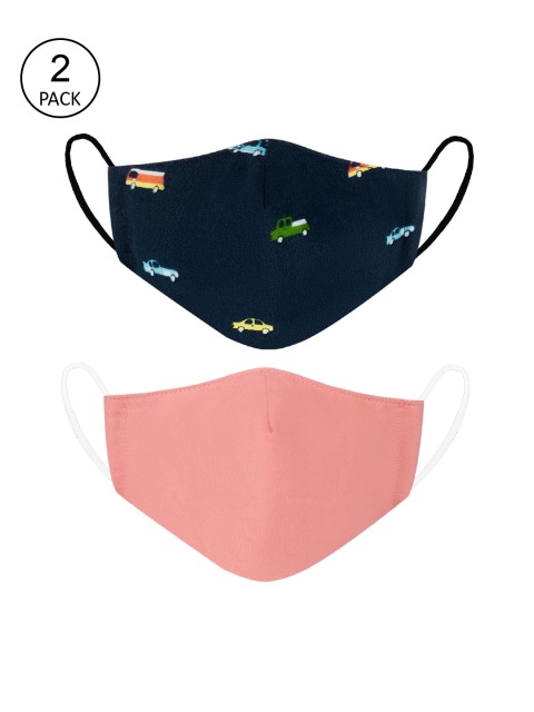 

VEA Kids Pack Of 2 3-Ply Cotton Reusable 5-Layered Protective Outdoor Masks, Navy blue