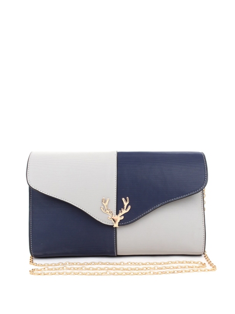 Spice Art Navy Blue & Grey Colourblocked Clutch