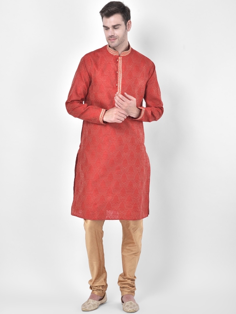 

SG LEMAN Men Maroon Kurta with Churidar