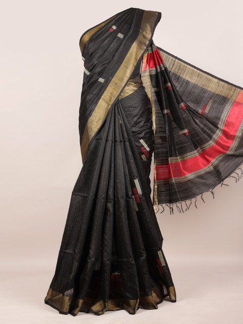 

Pothys Black Zari Pure Silk Saree
