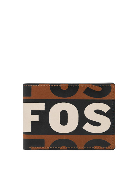 

Fossil Men Brown & White Printed Three Fold Wallet