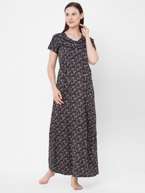 

Sweet Dreams Black & Orange Printed Nightdress
