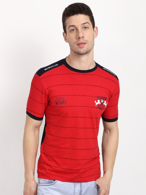 

V2 Value & Variety Men Red & Black Striped T-shirt