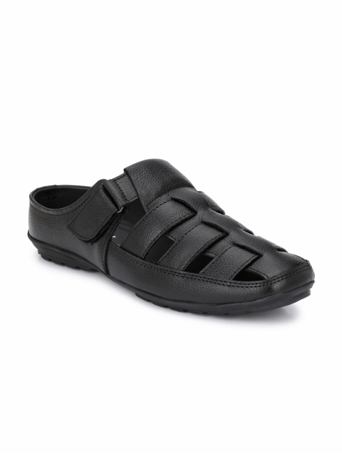 

AfroJack Men Black Leather Comfort Sandals