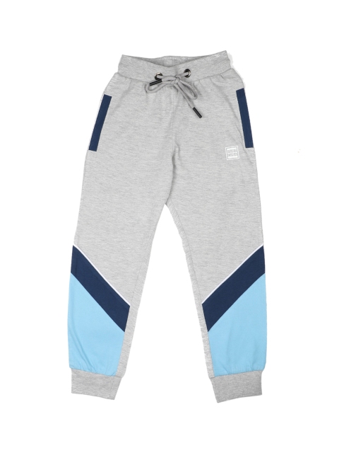 

Stupid Cupid Boys Grey & Navy Blue Colourblocked Slim-Fit Joggers