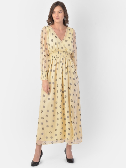 

Eavan Yellow Chiffon Polka Dot Maxi Dress