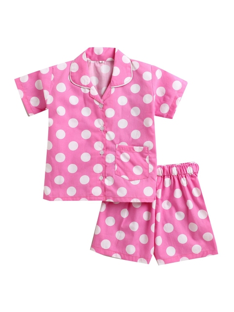 

The Magic Wand Girls Pink & White Printed Night suit
