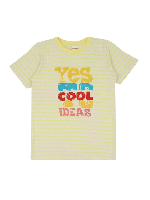 

RAINE AND JAINE Boys Yellow Typography Printed T-shirt