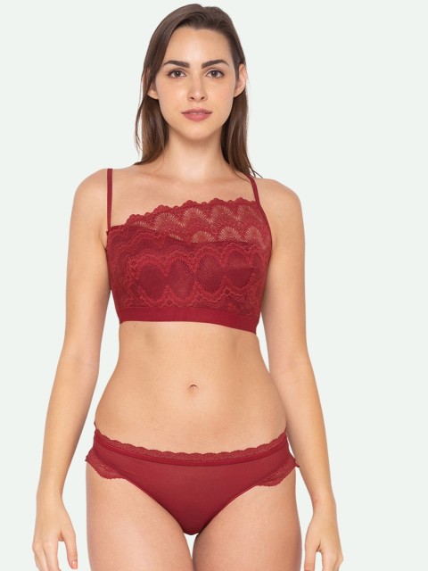 

Candyskin Women Maroon Lace Lingerie Set CSVIN07MR