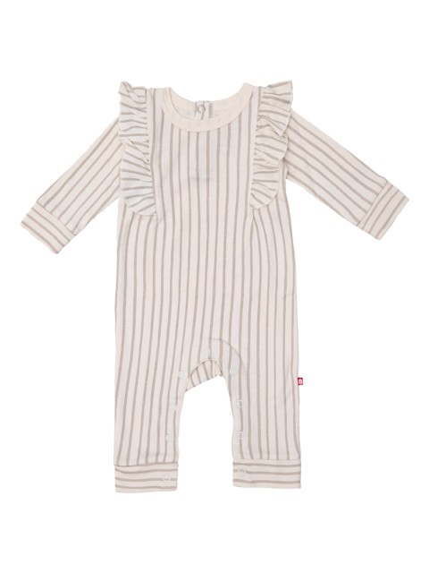 

Nino Bambino Infant Kids Cream-Coloured & Beige Striped Pure Organic Cotton Romper