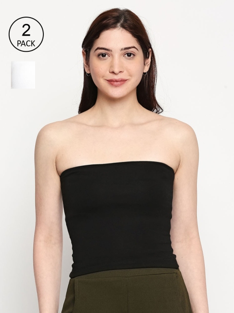 

inocenCia Women Pack of 2 Solid Strapless Camisoles, Black