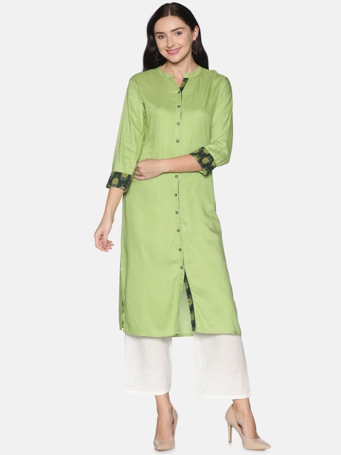 

Saffron Threads Women Green Solid Kurta