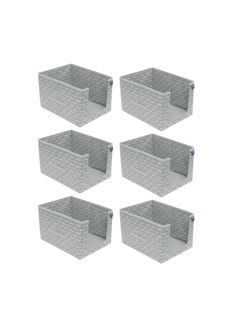 

HOMESTRAP Set Of 6 Grey Printed Shirt Stacker Organisers With Handles