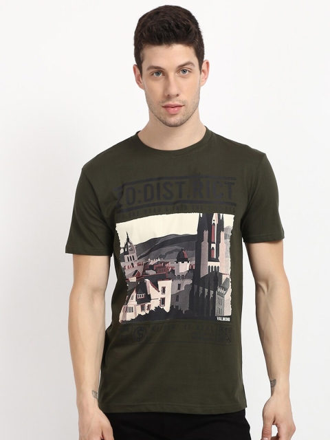 

V2 Value & Variety Men Olive Green Printed T-shirt