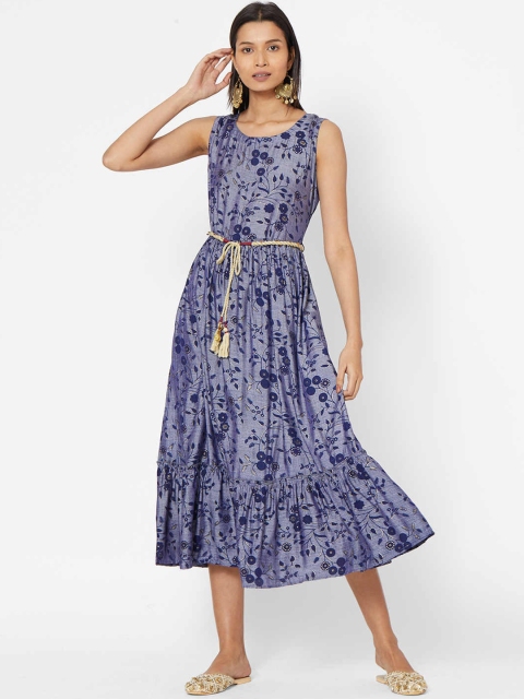 

ZOLA Blue Floral Midi Dress
