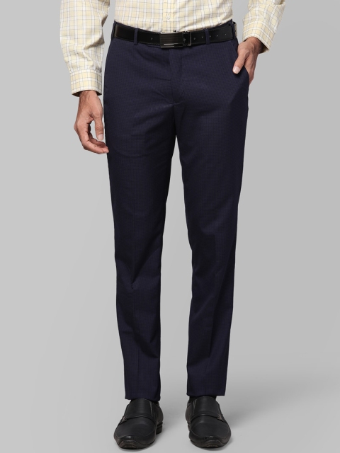 

Next Look Men Blue Checked Slim Fit Formal Trousers