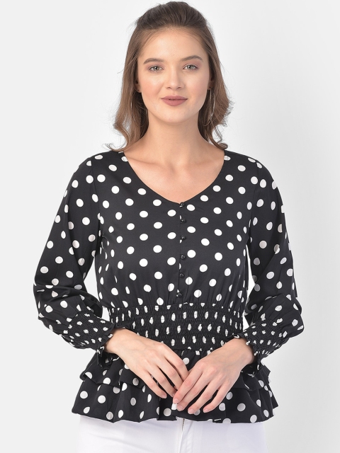 

Eavan Women Black & White Crepe Cinched Waist Top