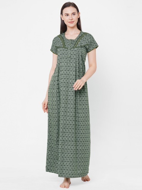 

Sweet Dreams Women Green Printed Full Length Nighty