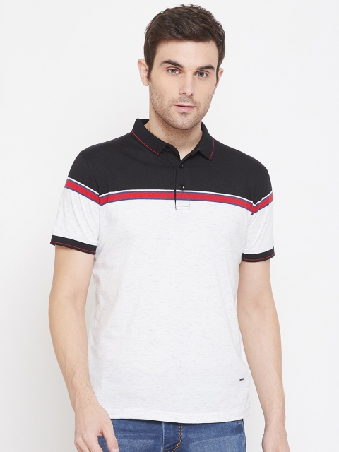 

Crimsoune Club Men White & Black Colourblocked Polo Collar Slim Fit T-shirt