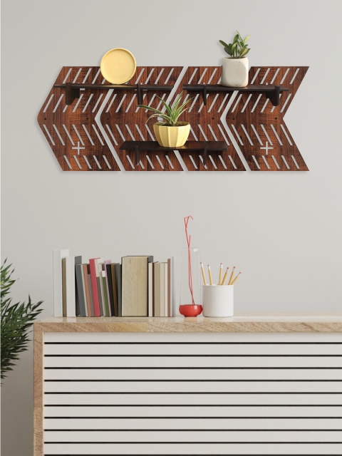 

RANDOM Set of 4 Brown MDF Basic Modular Wall Shelf